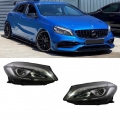 Μπροστινά Φανάρια Set Για Mercedes-Benz A-Class W176 12-18 Halogen Upgrade Σε Facelift Look Μαύρα Full Led DRL Με Μοτέρ Carner - Headlights - Xenon - Bulbs